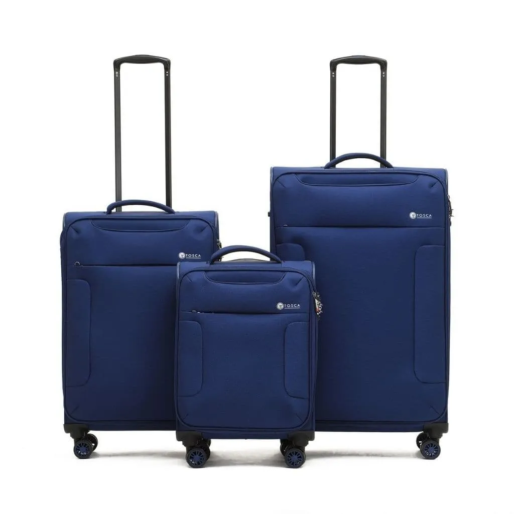 Tosca So Lite 3 Piece Softsided SuperLight Luggage Set - Navy