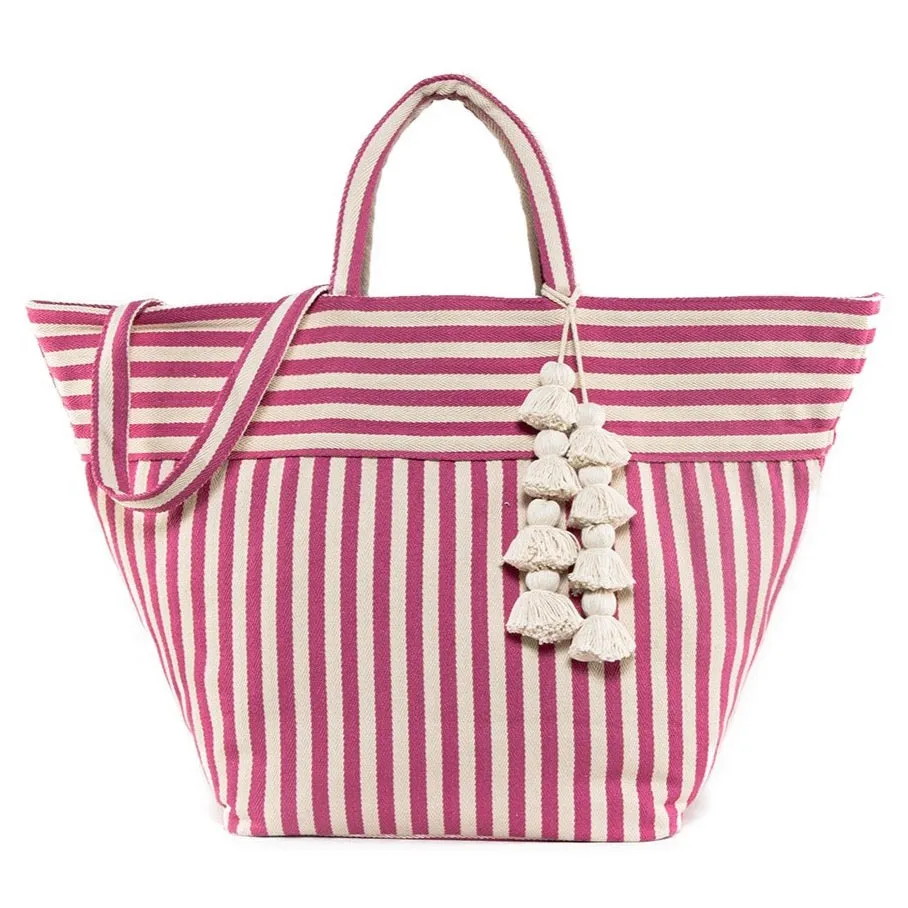 Valerie Beach Bag Organic Tassel Pink